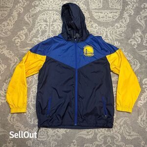Golden State Warriors Men's XL Blue Hooded Windbreaker Jacket